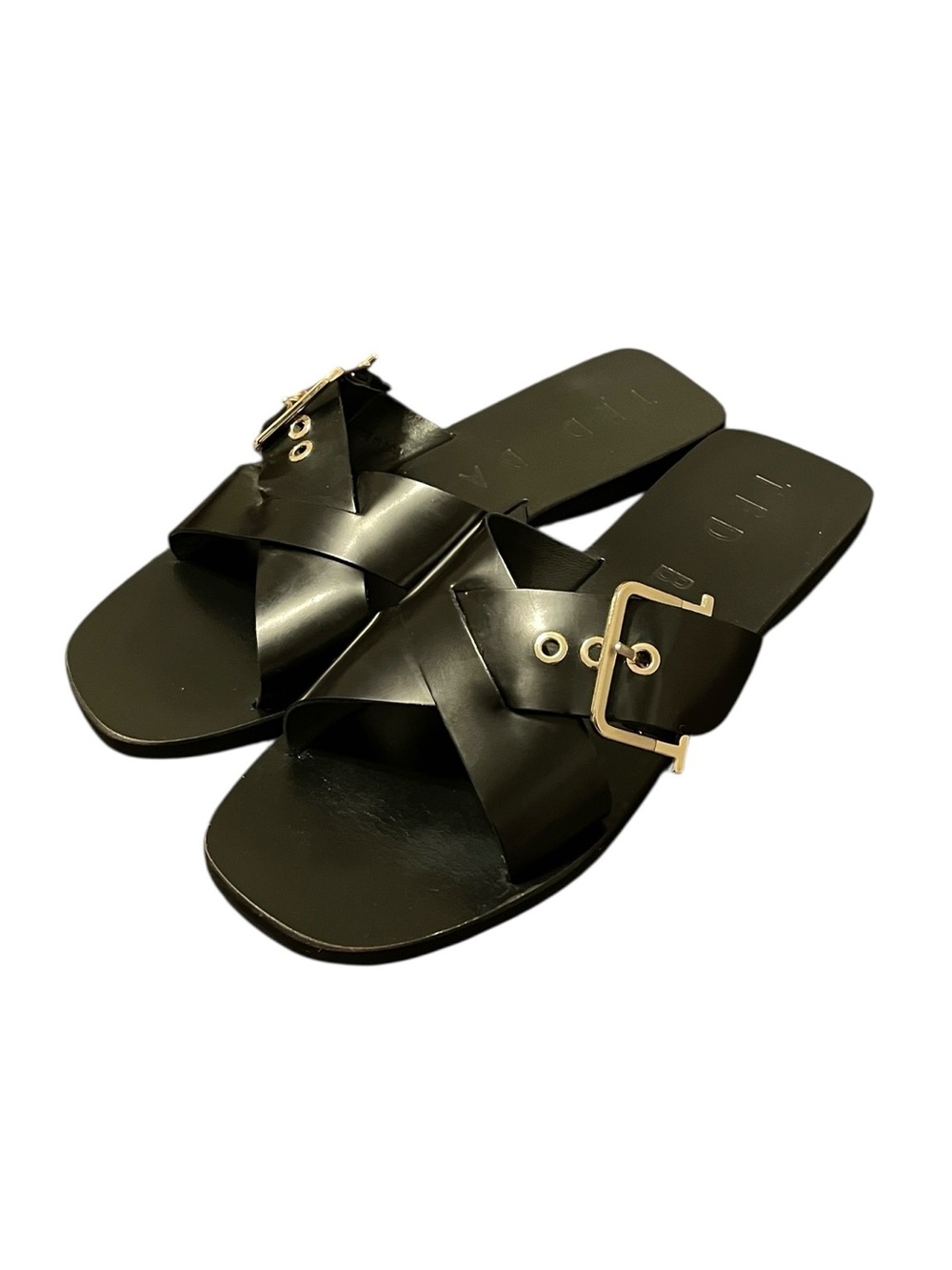 Ted Baker London Women's Black Joseei Flat Slip On Buckle Sandals Size 38.5 - Picture 2 of 8